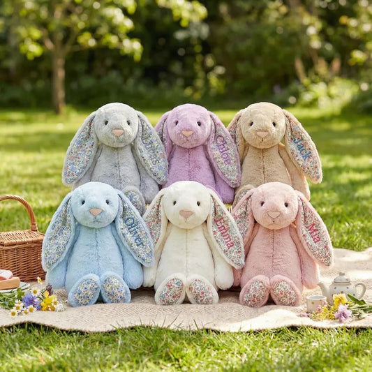 Custom-made Plush Rabbit Toy with Flower-Ear Embroidery