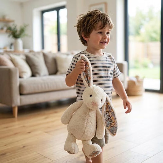 Custom-made Plush Rabbit Toy with Flower-Ear Embroidery